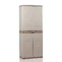 Materiel Chantier TITANIUM PLASTIKEN Armoire 2 portes avec étageres et penderie l70 x p44 x h176 cm Beige et Taupe Gamme TITANIUM Intérieur/Extérieur