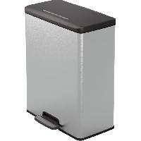 Materiel D'entretien Poubelle Rectangle - DECO BIN - CURVER - 65L - Design moderne - 49 x 29 x 61 cm - Gris métallisé