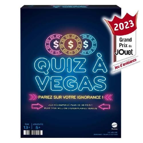 Jeu De Societe - Jeu De Plateau Mattel Games - QUIZ a VEGAS-Jeu de société avec questions et paris version française HNY92