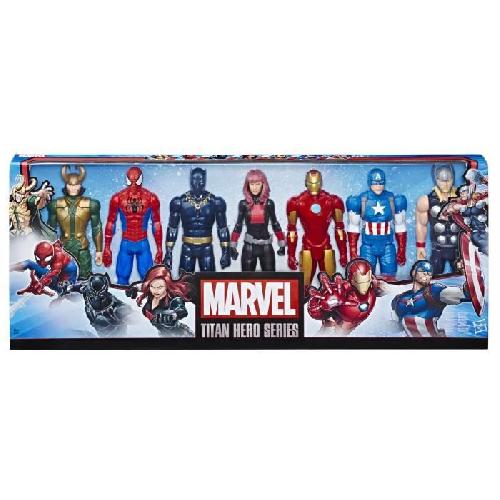 Figurine Miniature - Personnage Miniature Maxi Pack Avengers 7 figurines de 30 cm. 5 accessoires. Marvel Avengers Titan Hero Series