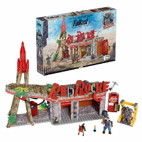 Jeu D'assemblage - Jeu De Construction - Jeu De Manipulation MEGA Coffret Relais Routier Red Rocket Fallout. 824 éléments. 2 Personnages articulés et Accessoires HXT00