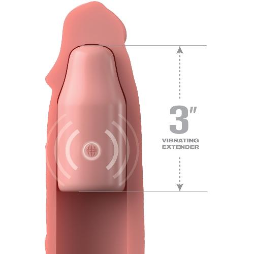 Gaines et Prolongateurs Mega X-tension de penis vibrant avec telecommande chair