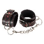 Menottes en simili-cuir - Noir et rouge - 10cm