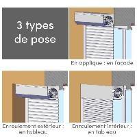 Menuiserie - Huisserie - Cloture Volet roulant double parois H140 cm x L120 cm PVC recoupable en largeur et hauteur - Manoeuvre électrique filaire - Coloris Blanc -