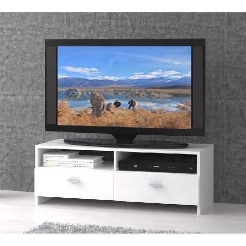 Meuble TV contemporain blanc mat - L 95 cm - PILVI