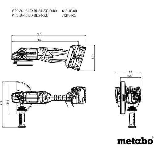 Meuleuse Meuleuse d'angle sans fil - METABO - WPB 36-18 LTX BL 24-230 Quick - 18 V - Découpe béton - 77 mm