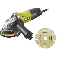 Meuleuse RYOBI - Meuleuse d'angle 800 W diam. 125 mm - 12 000 tr-min + sac. disque diamant 125 mm et cle de service - RAG800-125SD1