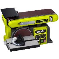 Meuleuse RYOBI - Ponceuse stationnaire a bande et disque 370 W - moteur induction + bande poncage. disque poncage. support et guide - RBDS4601G