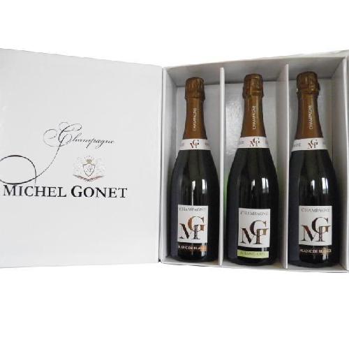 Coffret Cadeau Vin MICHEL GONET 2009 Coffret Decouverte Terroir 3 Bulles Champagne Brut - Blanc de Blancs - 3 x 75 cl