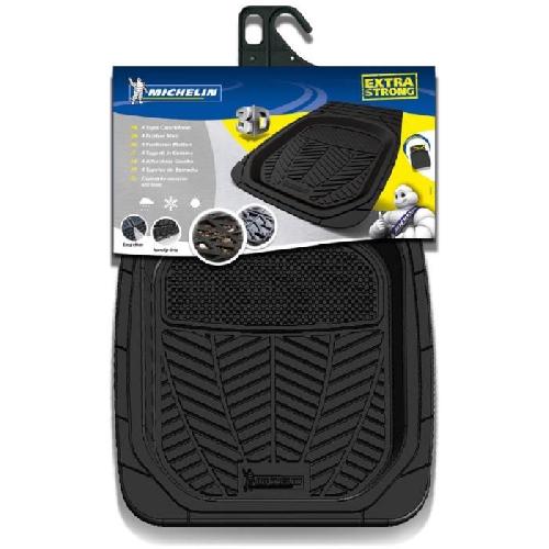 Tapis De Sol MICHELIN Tapis auto caoutchouc bac 3D 2 pieces Noir