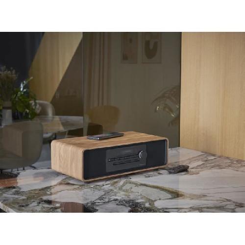 Chaine Hi-fi Micro-chaine Bluetooth - THOMSON - Bois-Noir - Radio FM-DAB+-CD-MP3-USB-Induction. 60W. Affichage LCD. Telecommande. Alim. 230V
