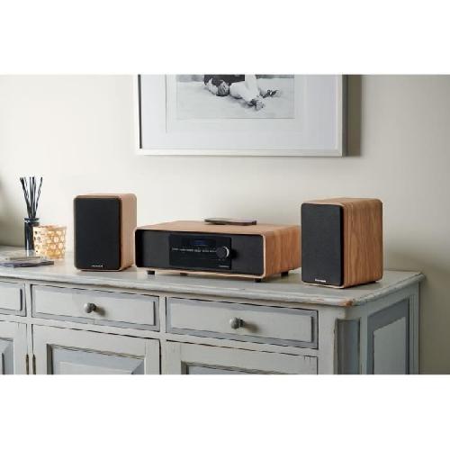 Chaine Hi-fi Micro-chaine Bluetooth - THOMSON - Bois-Noir - Radio FM-DAB+-CD-MP3-USB-Induction. 60W. Affichage LCD. Telecommande. Alim. 230V