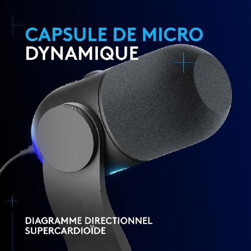 Microphone Logitech G Yeti GX gaming RVB dynamique avec LIGHTSYNC. USB