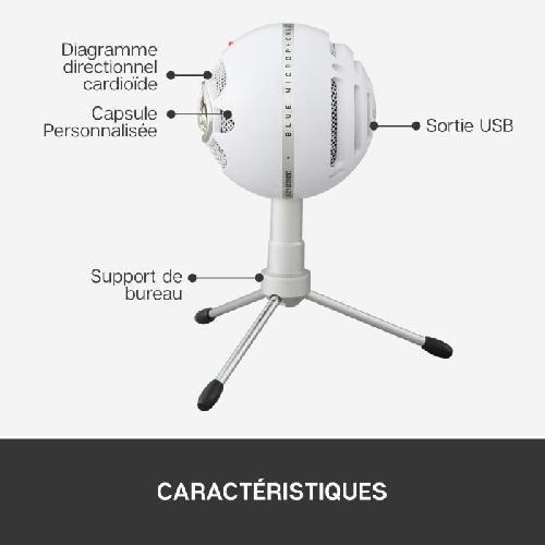 Microphone Pc Microphone USB - LOGITECH G - Snowball - Pour Enregistrement. Streaming. Podcast. Gaming - PC et MAC - Blanc