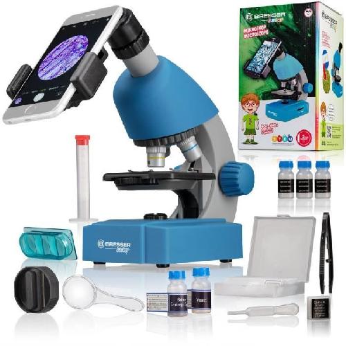 Microscope Microscope 40x-640x - BRESSER JUNIOR - Eclairage LED - kit d'experimentation - bleu