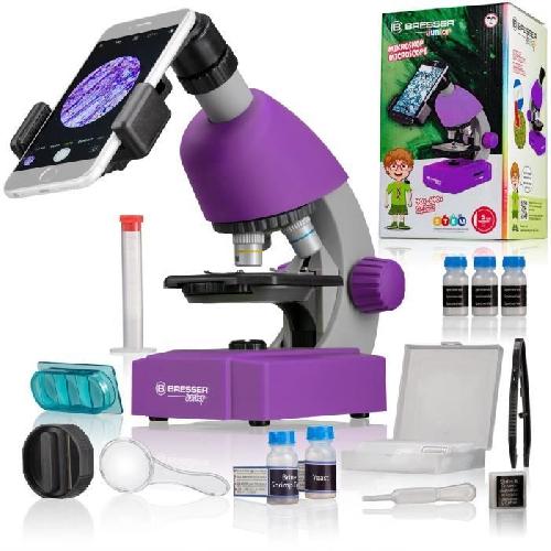 Microscope Microscope 40x-640x - BRESSER JUNIOR - Eclairage LED - kit d'experimentation - violet