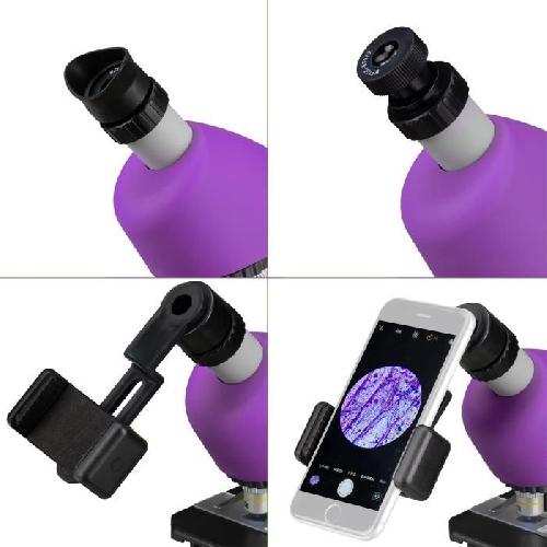 Microscope Microscope 40x-640x - BRESSER JUNIOR - Eclairage LED - kit d'experimentation - violet