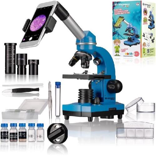 Microscope Microscope etudiant BIOLUX SEL - BRESSER JUNIOR - grossissement 40x-1600x - kit d'experimentation - bleu