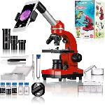 Microscope etudiant BIOLUX SEL - BRESSER JUNIOR - grossissement 40x-1600x - kit d'experimentation - rouge