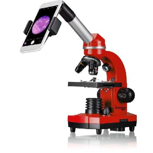 Microscope Microscope etudiant BIOLUX SEL - BRESSER JUNIOR - grossissement 40x-1600x - kit d'experimentation - rouge