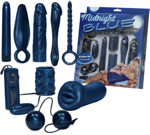 Midnight Blue - Coffret Avec Strille Anal Oeuf Vibrant Boule Geisha Anus Picket Vibromasseur Cockring Gode Et Gaine