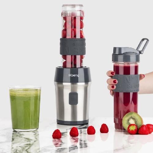 Blender Mini blender avec gourdes incluses - HKoeNIG - SMOO9 - 570 ml - 300 W - Sans BPA - Noir