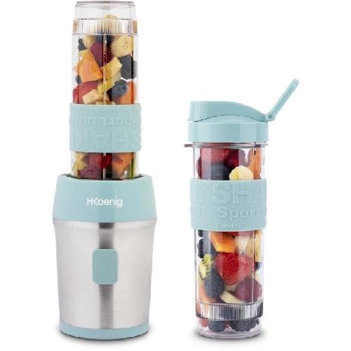 Blender Mini blender - H.KoeNIG - SMOO16 - 300 W - 570 mL - Sans BPA - Bleu pastel - 2 gourdes incluses