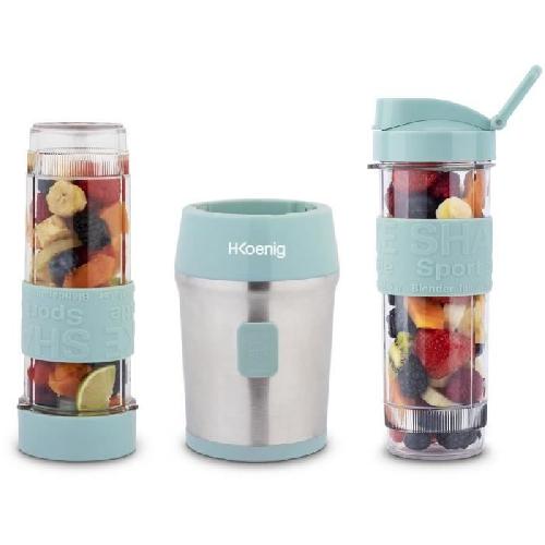 Blender Mini blender - H.KoeNIG - SMOO16 - 300 W - 570 mL - Sans BPA - Bleu pastel - 2 gourdes incluses