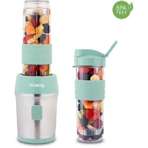 Blender Mini blender - H.KoeNIG - SMOO18 - 300 W - 570 mL - Vert pastel - Gourdes incluses - Sans BPA