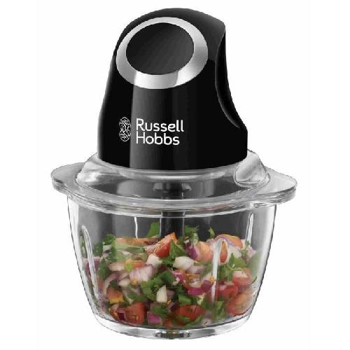 Hachoir Electrique Mini Hachoir - RUSSELL HOBBS - Desire 24662-56 - 200 W - Bol en verre 1 L - Lames inox - Noir mat