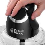 Hachoir Electrique Mini Hachoir - RUSSELL HOBBS - Desire 24662-56 - 200 W - Bol en verre 1 L - Lames inox - Noir mat