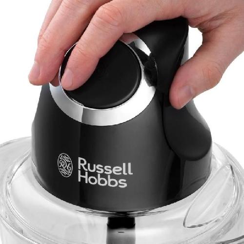 Hachoir Electrique Mini Hachoir - RUSSELL HOBBS - Desire 24662-56 - 200 W - Bol en verre 1 L - Lames inox - Noir mat