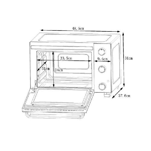 Mini-four - Rotissoire Minifour électrique CONTINENTAL EDISON CEMF28B2 - 28L noir - 1500W - Rotissoire. Convection naturelle