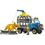 Figurine Miniature - Personnage Miniature Mission de transport Dino. coffret de 43 pieces avec figurine tricératops et camion de transport. jouets dinosaures pour enfants