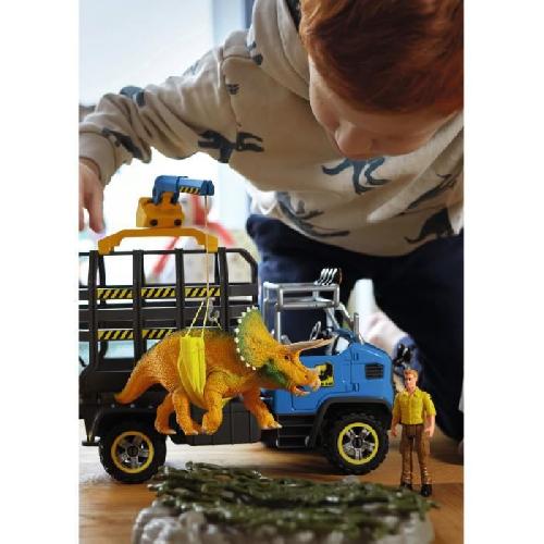 Figurine Miniature - Personnage Miniature Mission de transport Dino. coffret de 43 pieces avec figurine tricératops et camion de transport. jouets dinosaures pour enfants