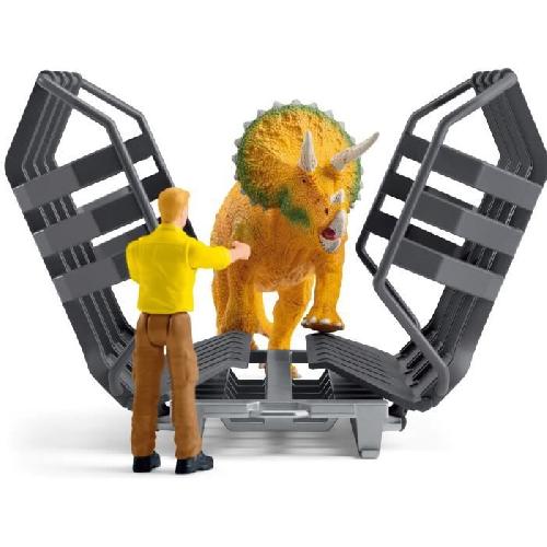 Figurine Miniature - Personnage Miniature Mission de transport Dino. coffret de 43 pieces avec figurine tricératops et camion de transport. jouets dinosaures pour enfants