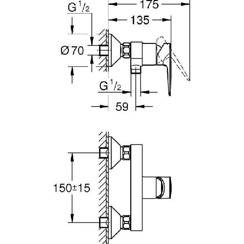 Robinetterie De Salle De Bain Mitigeur monocommande Douche - GROHE - Finition Chrome - Economie d'eau - Garantie 5 ans