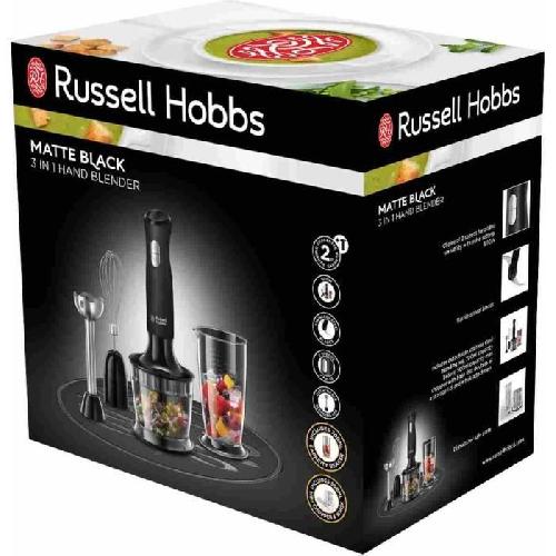 Mixeur Electrique Mixeur Plongeant 3-en-1 - RUSSELL HOBBS - Matte Black 24702-56 - 500 W - Bol 700 ml - Hachoir 500ml - 2 vitesses