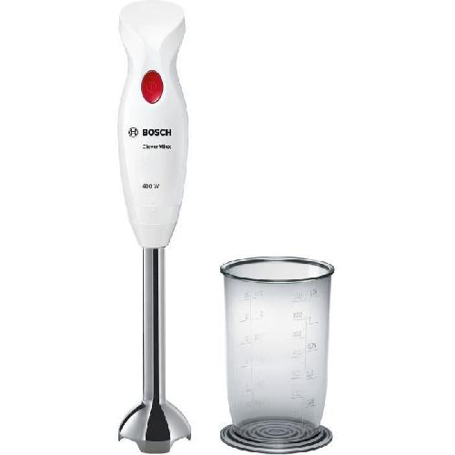 Mixeur Electrique Mixeur plongeant CleverMixx MSM24100 - BOSCH - 400W - Pied détachable inox - 1 vitesse - Bol mixeur - Blanc