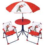 Mobilier de jardin - FUN HOUSE - Salon de jardin Jeux Olympiques Paris 2024 Table 46 x 46 cm 2 chaises pliantes parasol 125 x 100