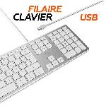 Clavier D'ordinateur MOBILITY LAB ML304304 ? Clavier Design Touch Filaire avec 2 USB pour Mac ? AZERTY ? Blanc et argenté