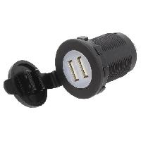 Modules divers aux usb Alimentation automobile- USB A femelle x2- Tens.alim- 12-24VDC - Noir