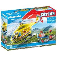 Monde Miniature PLAYMOBIL 71203 Hélicoptere de secours. Figurine. City Action Les Secouristes