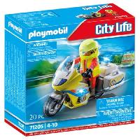 Monde Miniature PLAYMOBIL 71205 Urgentiste avec moto. City Action Les Secouristes. effet lumineux. 20 pieces. Des 4 ans