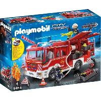 Monde Miniature PLAYMOBIL 9464 Fourgon d'intervention des pompiers jaune avec canon a eau fonctionnel - City Action