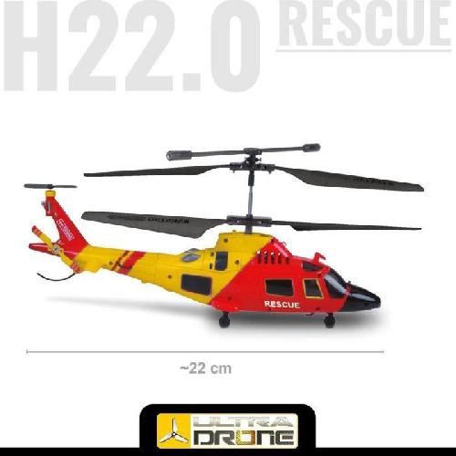 Vehicule Radiocommande Mondo Motors - Hélicoptere H22.0 - Rescue Ultradrone Télécommandé a Rayons Infrarouges - Gyroscope Intégré - 3 Canaux - 63711.