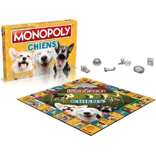 Jeu De Societe - Jeu De Plateau Monopoly Chiens Jeu de société. Monopoly mettant en vedette les chiens de différentes races. WINNING MOVES