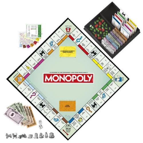 Jeu De Societe - Jeu De Plateau Monopoly classique. jeu de société de plateau. avec boîte de rangement et pions grand format. 2 a 6 joueurs. version FR. des 8 ans.