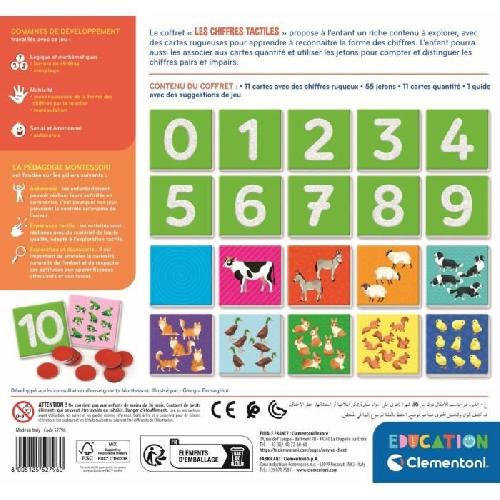 Jeu D'apprentissage Montessori - Clementoni - Les chiffres tactiles - Jeu éducatif apprentissage des chiffres - 10 cartes chiffres rugueux - Dés 3 ans