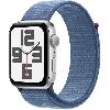 Montre Bluetooth - Montre Connectee - Montre Intelligente Apple Watch SE GPS - 44mm - Boîtier Silver Aluminium - Bracelet Winter Blue Sport Loop